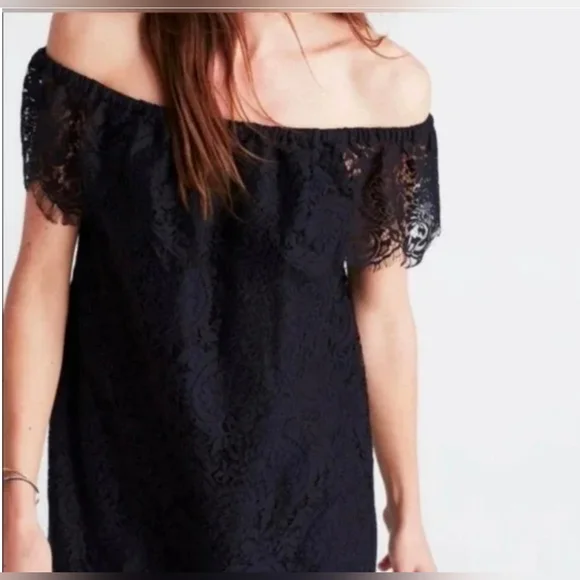 Madewell Dusk Lace Off-the-Shoulder Black Dress Size 10, Worn Once - Picture 2 of 8